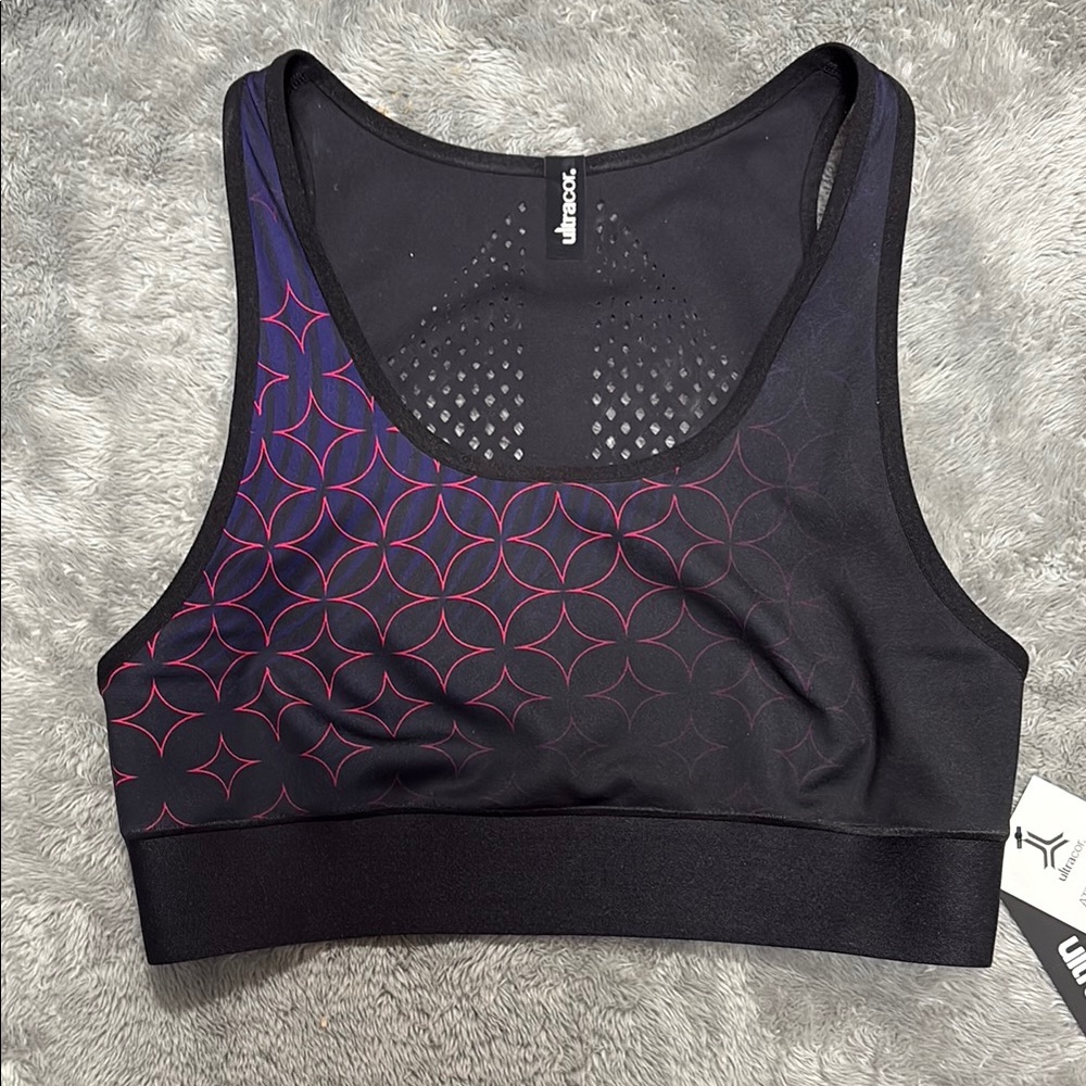 Ultracor Women's Black and Pink laser cut Sports Bra